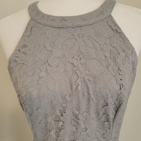 Elegant Gray Lace High/low Maxi Dress Sz XL - Picture 3 of 7